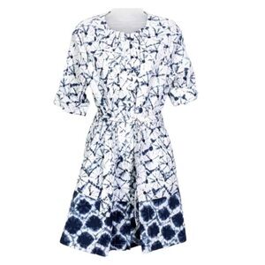 Kaktus Blue & White Print Button Front Shirt Dress Size XXL 2X